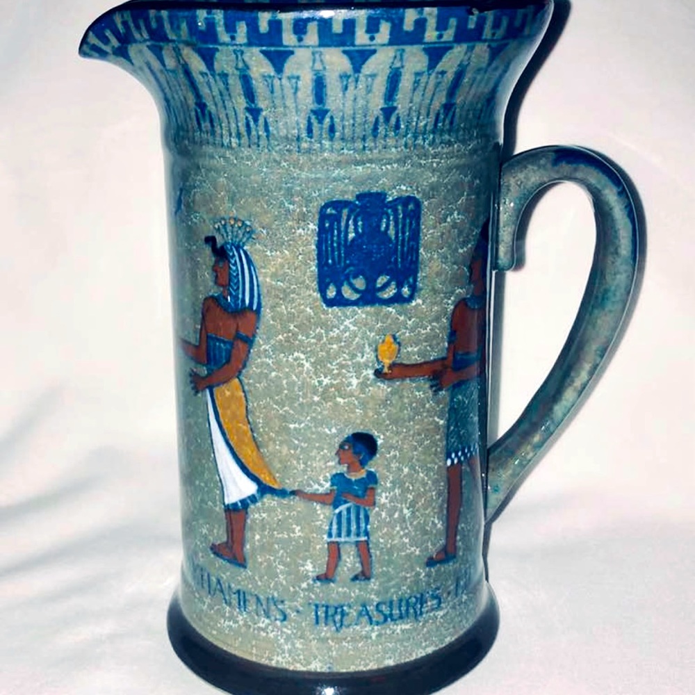 Vintage 1930s Royal Doulton Egyptian Revival Tutankhamen Treasures Pottery Jug